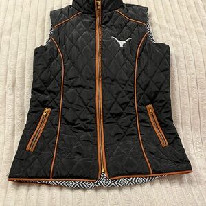 Gameday Texas Longhorns Black Quilted Vest with Orange Accent Womens Size Large